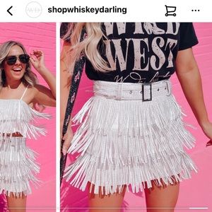 Rhinestone fringe skirt